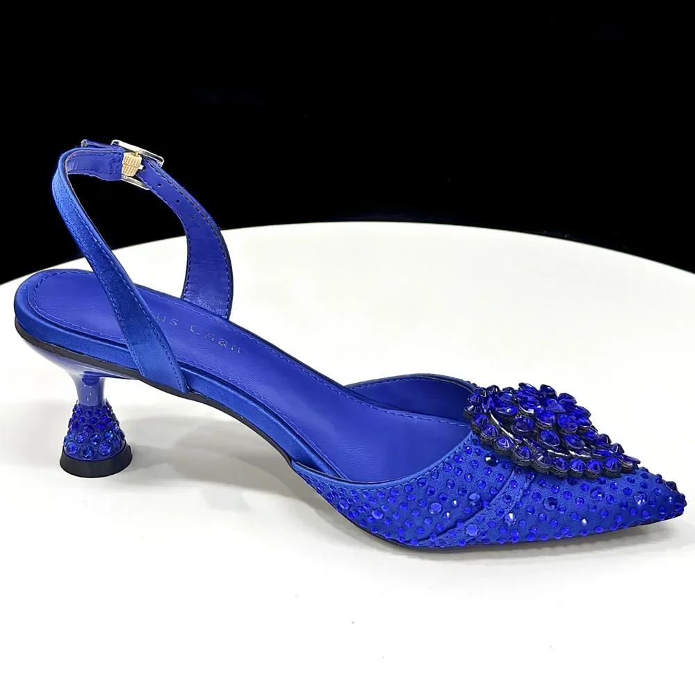 Crystal Rhinestone Heels & Clutch Bag Set Pointed Slingback Heels Women Wedding Prom Party Elegant Formal Matching Shoe Purse