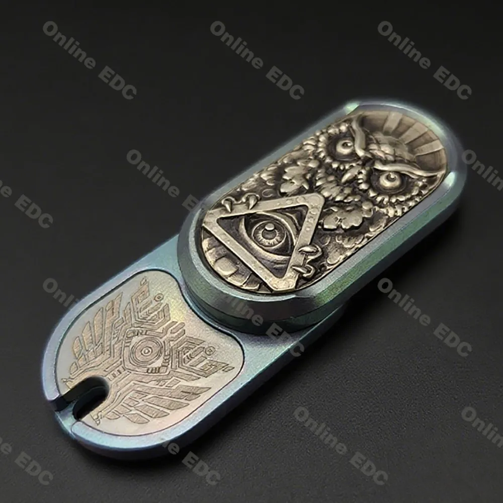 Gebrauchtes EDC Toys TKEDC 4.5 Owl Titanium dreht links und rechts 360° °   Magnetismus Push Slider Antistress Fidget Spielzeug für Erwachsene