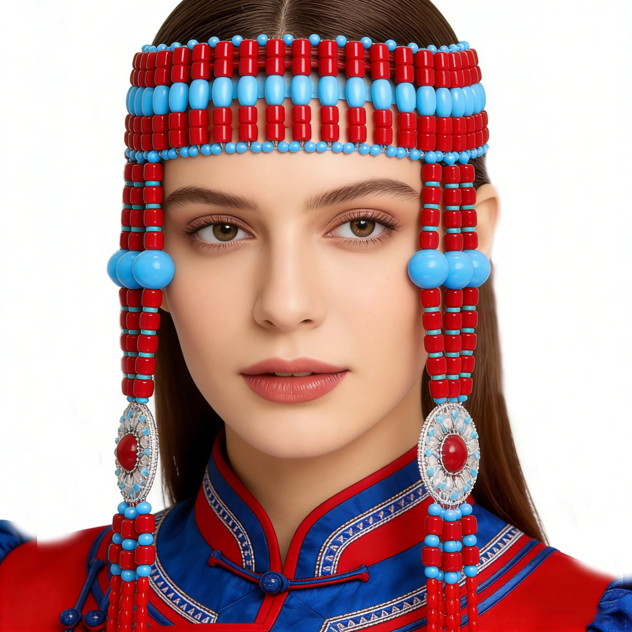 

Головной убор с бахромой из бисера в монгольском стиле, этнический винтажный имитация бирюзы, праздничные аксессуары для выступлений