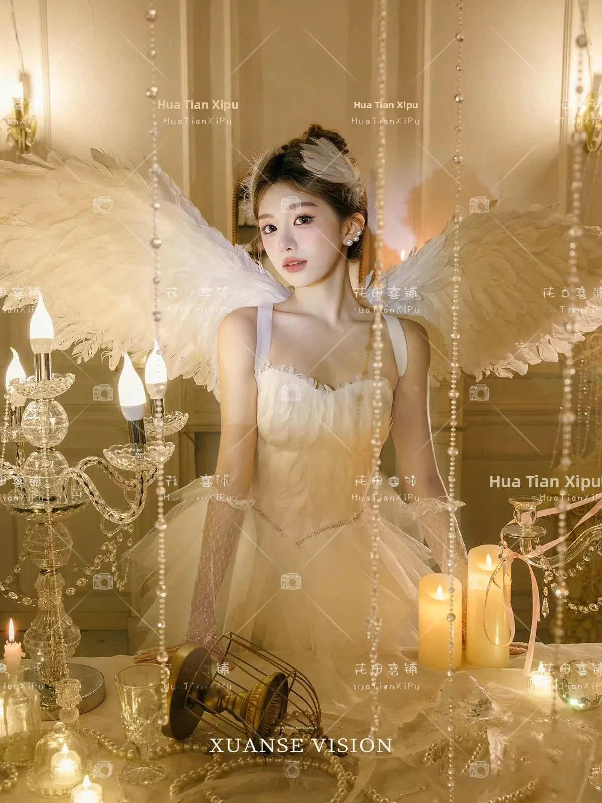 

Ballet Art Photo Shooting Costume White Swan Princess Theme Diamond Fragments Studio Background Birthday Photography Clothes