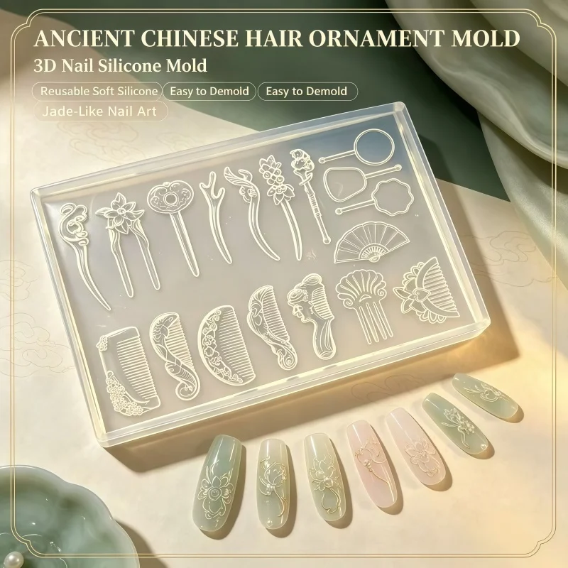 Cloud Dragon Ancient Style Hairpin Silicone Nail Art Mold DIY Jewelry Essential for Nail Artists
