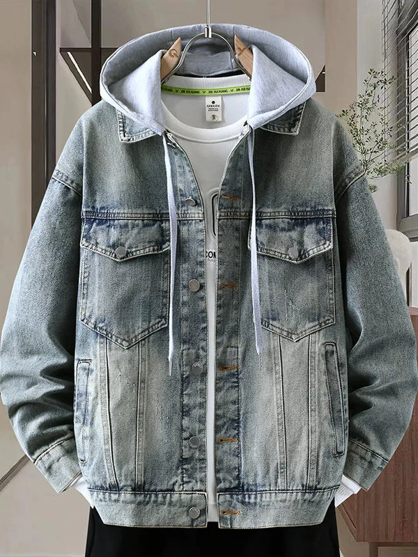 

Повседневная свободная мужская джинсовая толстовка с капюшоном Jaet на весну и осень Sli Hong Kong Sle Верхняя одежда из смеси хлопка и полиэстера Long Sve