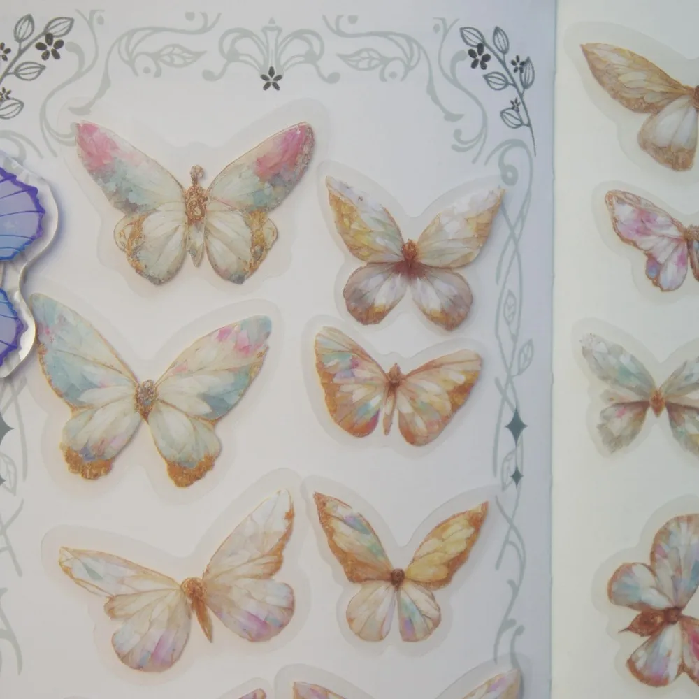 

38pcs Splicing Glass Fragments Into Butterfly Style PVC Sticker Scrapbooking DIY Gift Packing Label Decoration Tag