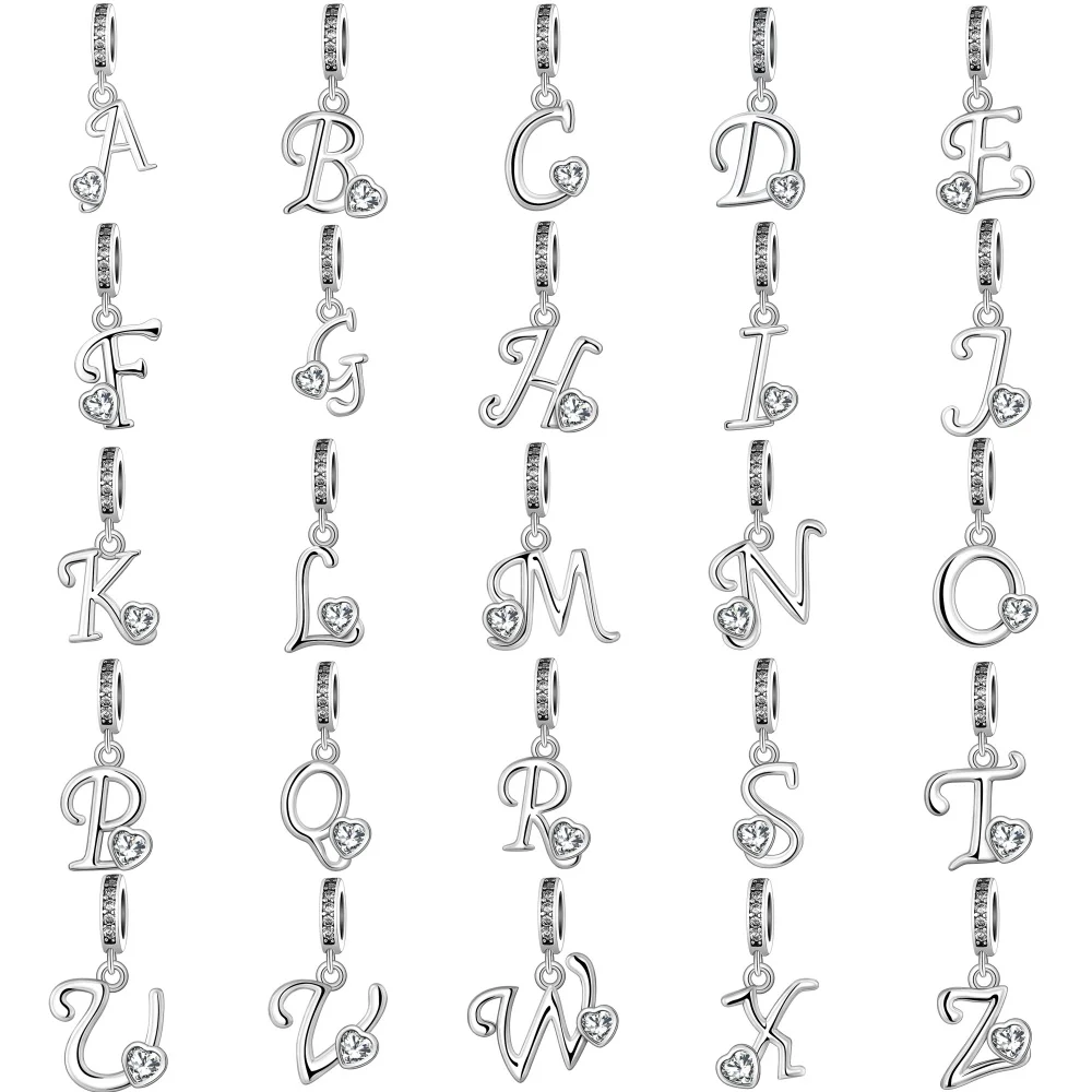 2026 New S925 Silver Letter A-Z Heart-Shaped Pendant, Suitable For Original Bracelets, Necklaces, DIY High-End Jewelry For Women