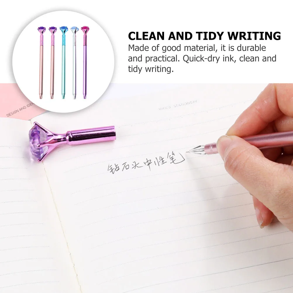 

5pcs Refill Gel Pens Smooth Writing Quick-Dry Diamond Design Pen Ink Portable Stationery Pens For Students