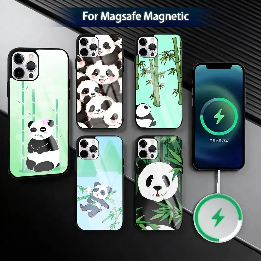 

Cute Lucky P-Panda Phone Case For iPhone17,16,15,14,13,12,11 Plus,Pro Magnetic with Magsafe Wireless Charging