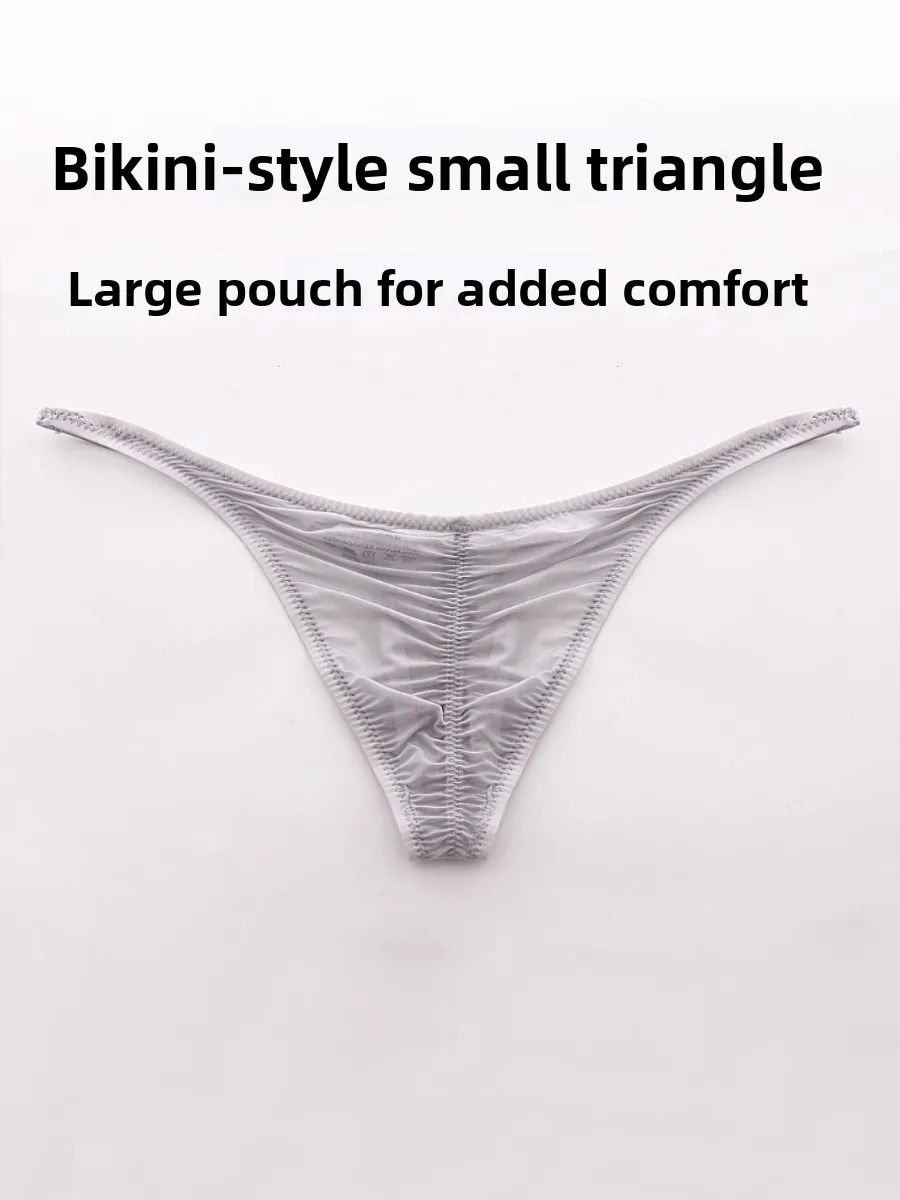 

Men's Ultra-Thin Ice Silk Briefs Low WaistTransparent Semi-Bikini Butt CoverageSensual Comfortsoft Large PouchTriangular Unde...