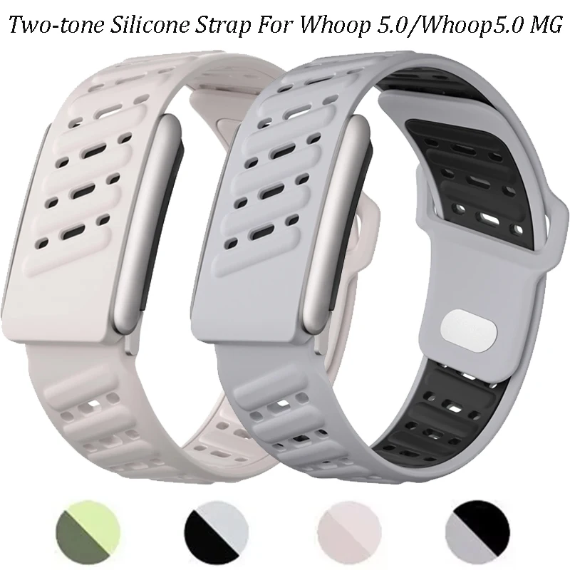 Offizielles zweifarbiges Silikonarmband für Whoop 5.0 Sport, atmungsaktiv, verstellbar, Armbandschutz, Tracker für Whoop 5.0 MG-Armband