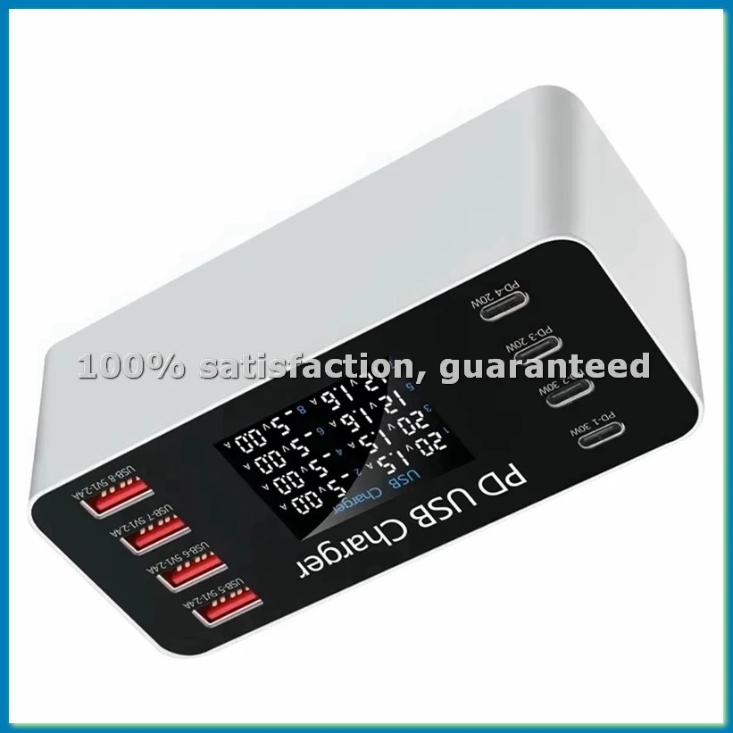 

Многопортовое зарядное устройство USB PD 65 Вт с 8 портами и ЖК-дисплеем, быстрая зарядка PD 30 Вт для планшетов и телефонов, EU-PLUG-A25R