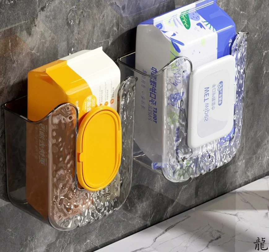 Wall Mounted Wet Wipes Dispenser Self-Adhesive Holder Kitchen Bathroom Tissue Paper Towel Case Box - Home Storage Organizer image 3
