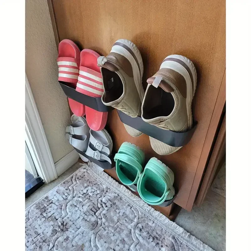 2Pcs RVs Wall-Mounted Storage Box Durable Plastic No Drilling Self-Adhesive Shoe Racks Storage Pocket For RV Caravan Camping
