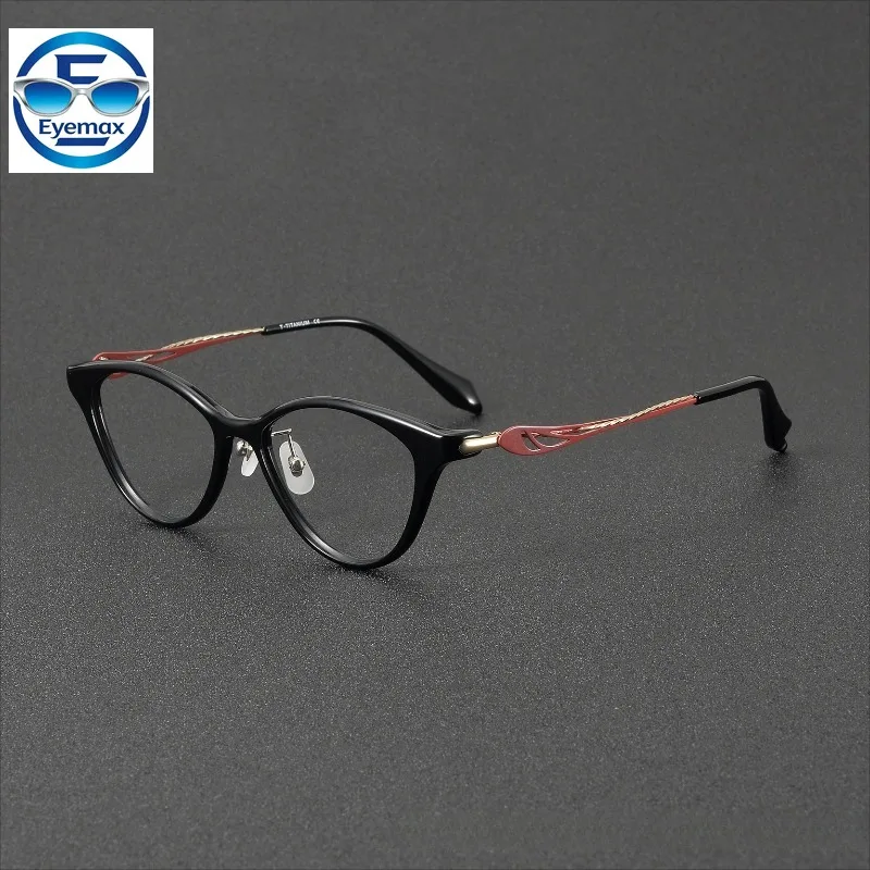 Women Retro Cat Eye Acetate Eyeglasses Frame Light Optical Glasses Fashion  Prescription Eyewear Office Daily Decor Spectacles