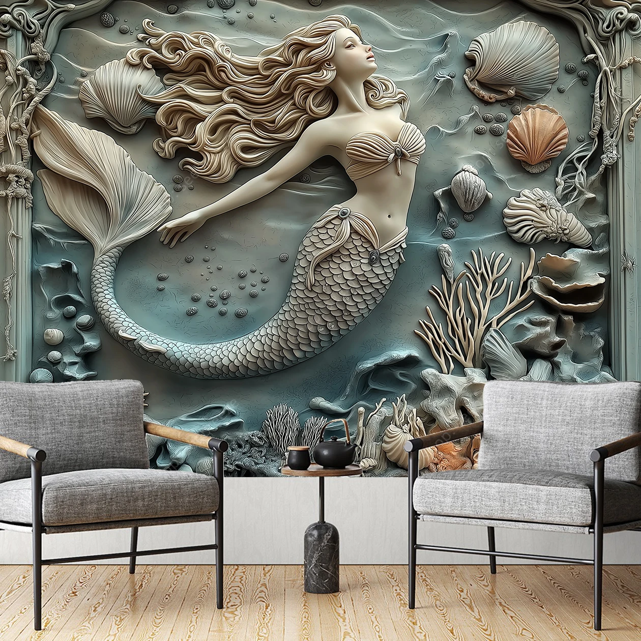 Enchanting Mermaid Tapestry Ocean Fantasy Wall Art for Bedroom Living Room Decor Nautical Themed Bohemian Sea Inspired Design