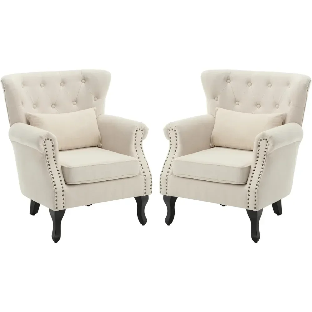

Mid Century Modern Reading Arm Chair for Bedroom Set of Upholstered Club Chair Single Sofa Chair with Tufted Back