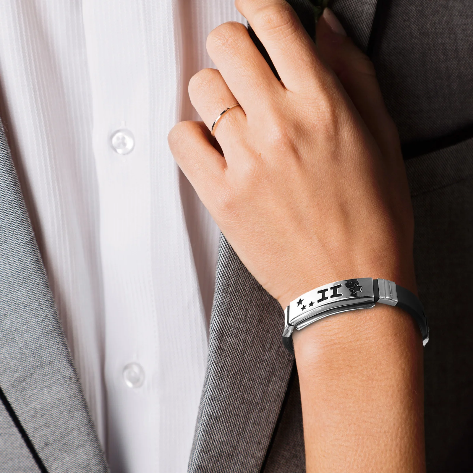 الجوزاء الفولاذ المقاوم للصدأ سوار دليل العمل الأزياء الإسورة ارتداء اليومي اثني عشر زوجين هدية الفولاذ المقاوم للصدأ الإسورة #5