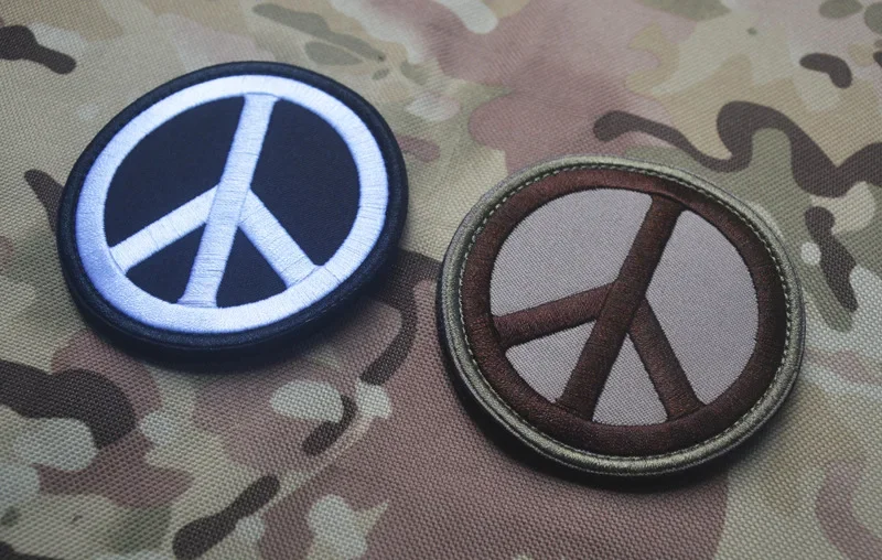 Peace Sign Armband Haak & Loop Sluiting Op Rugzak Borduurwerk Patches Morele Badge Decoratie Voor Kleding En Tassen