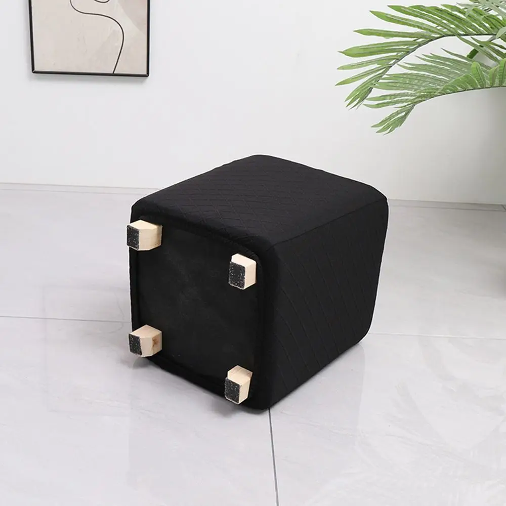 New Solid Color Jacquard Ottoman Cover Elastic T-Shape Square Stool Cover Soft Footstool Case Living Room