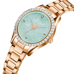 Relógios femininos de luxo aço dourado diamante à prova dwaterproof água pequeno mostrador elegante relógios de pulso senhoras presentes moda feminina relógio de mão azul