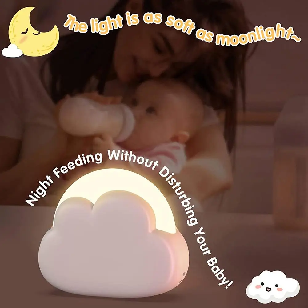 

Kids Led Cute Cloud Shape Night Light With Lanyard 4 Lighting Modes USB Rechargeable Bedside Lamp Baby Nursery Lamp Girls Gift