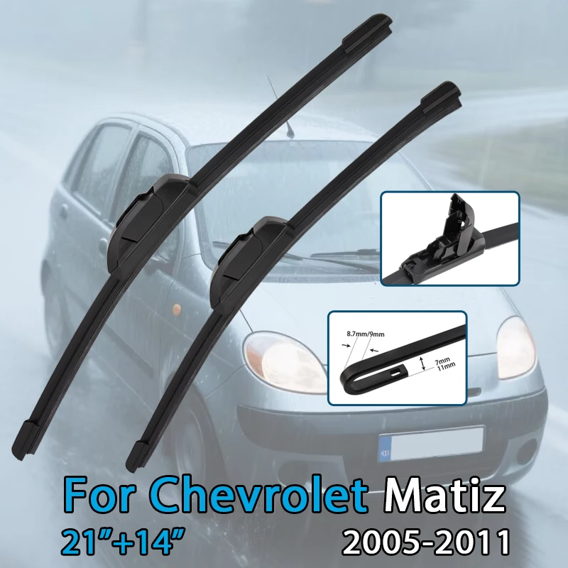 For Chevrolet Matiz 2005-2011 21''+14'' Car Wiper Blade Front Wipers Fit U Hook Arm Windscreen Auto Wiper Blades