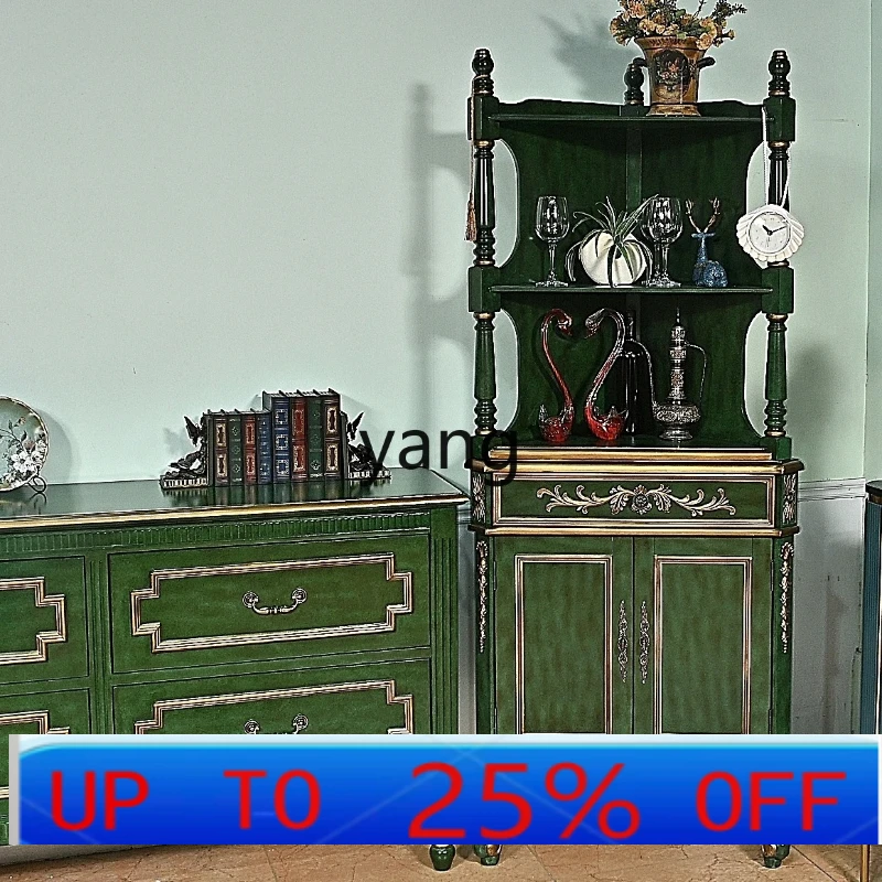 

LH American corner cabinet living room rack solid wood retro storage wine cabinet furniture