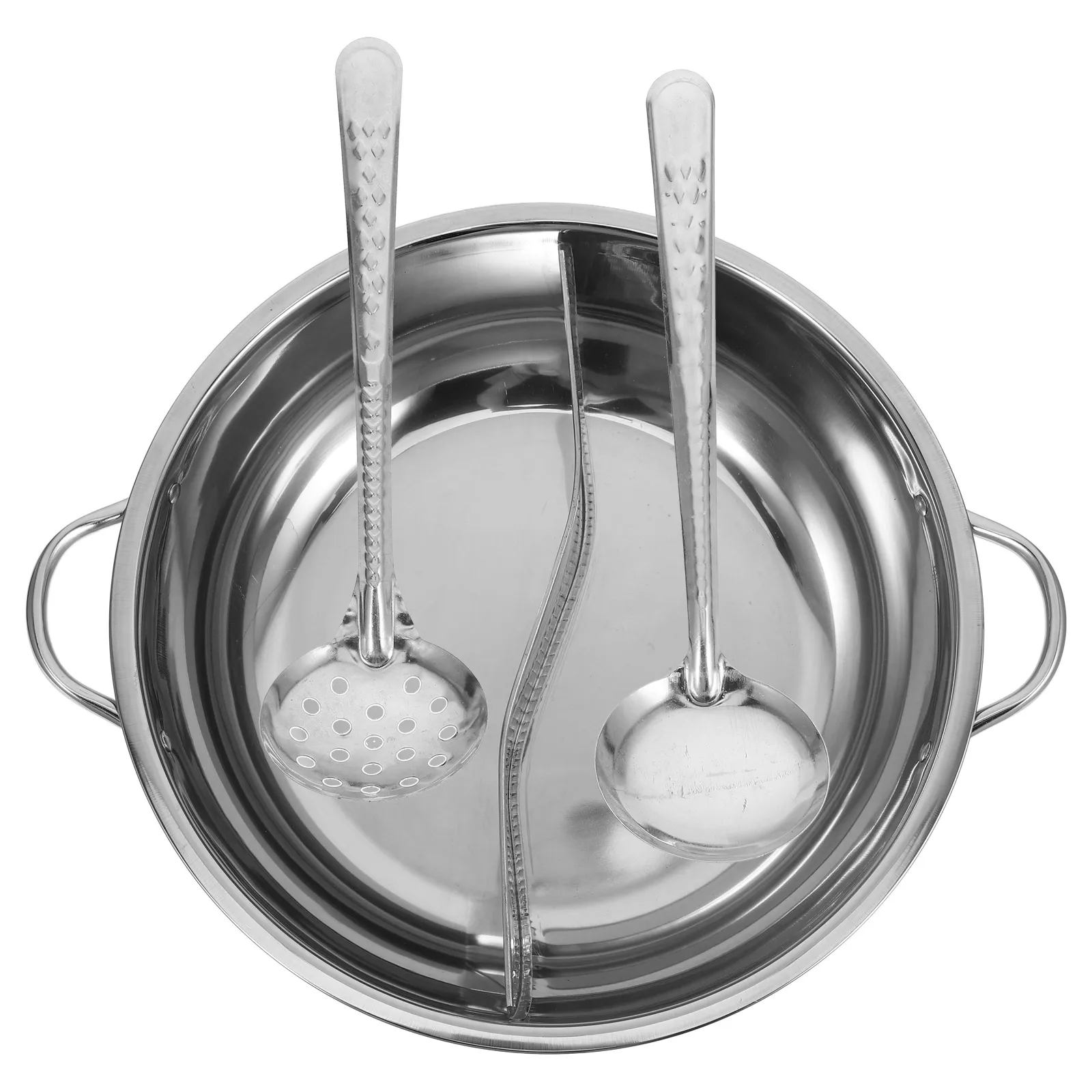 

Stainless Steel Hot Pot Pan Hot Pot With Divider Divider Double Compartment Soup Pan Hotpot Restaurant Family Gathering
