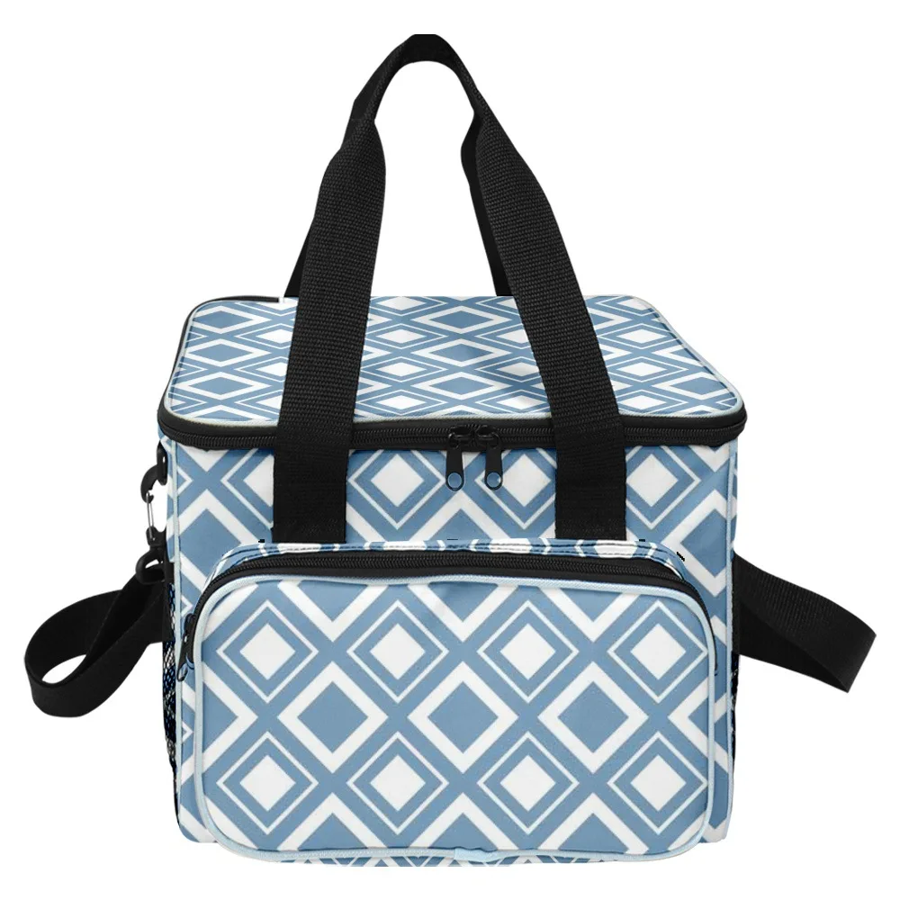 الكلاسيكية شعبية بارد نزهة Crossbody الماس نمط أكثر كبيرة حقيبة الغداء 3D طباعة العزل الحراري الغذاء حقائب أكياس الجليد