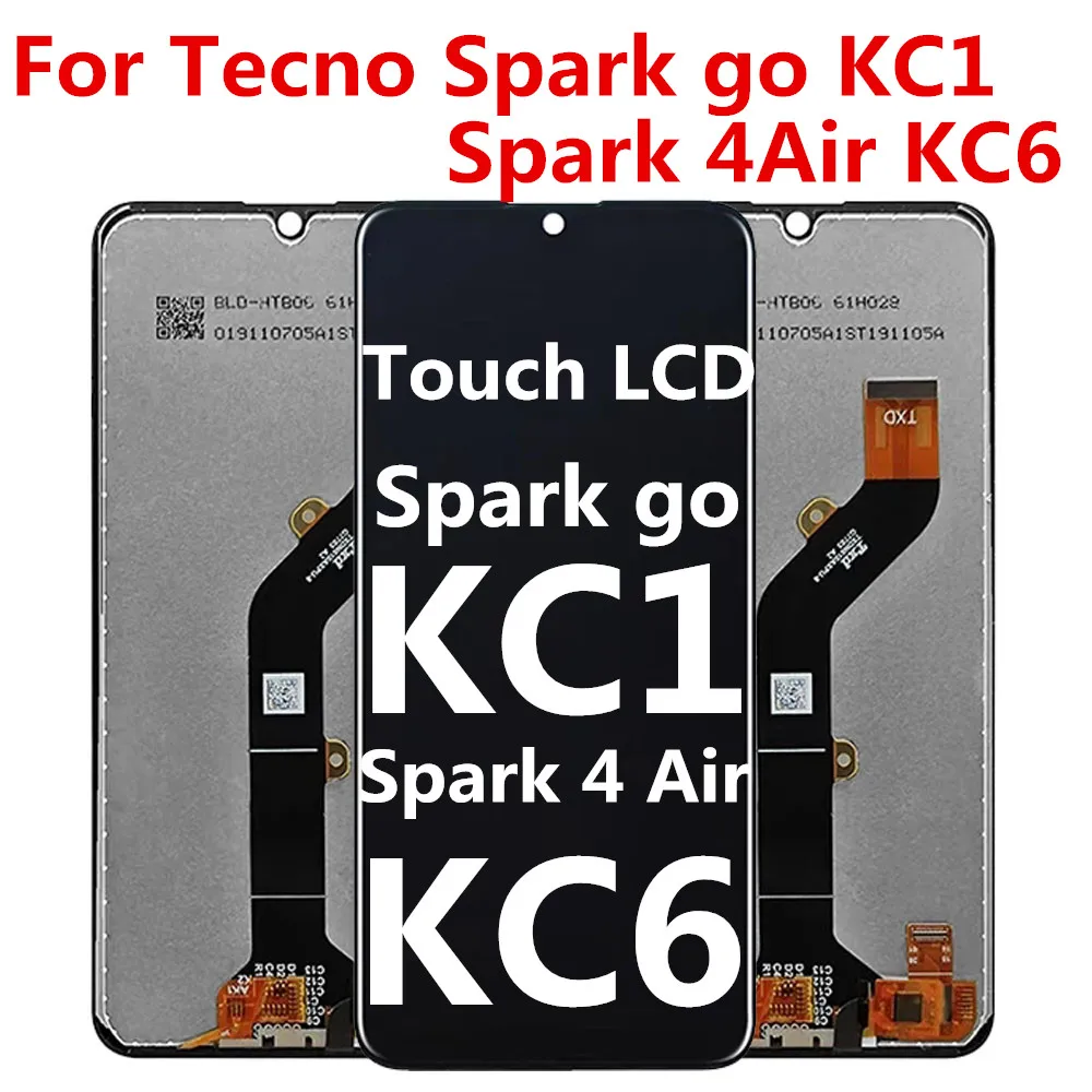 Original For Tecno Spark 4 Air KC6 KC1J  LCD Display Touch Screen Digitizer Assembly For Tecno Spark go KC1 LCD Repair Parts