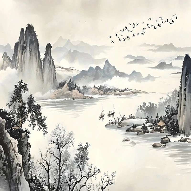 Custom Wallpaper New Chinese Style Ink Landscape Photo Wall Mural Living Room Bedroom Office Restaurant Home Decor Background