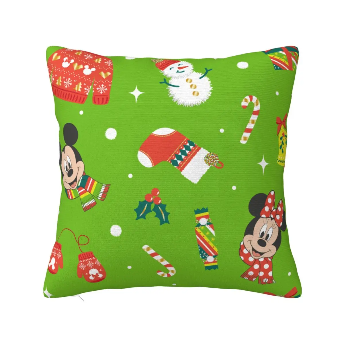 

Minnie Mickey Mouse Christmas Pillowcase Double-sided Printing Polyester Cushion Cover Throw Pillow Case Cover Home Zippered