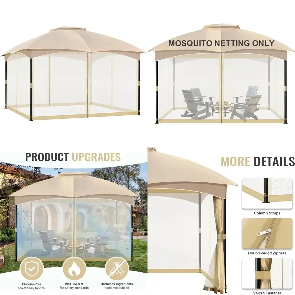 

Универсальная замена экрана от москитной сетки для уличной беседки 12x16, 4-панельные боковые стенки с двойными молниями для повышенной защиты