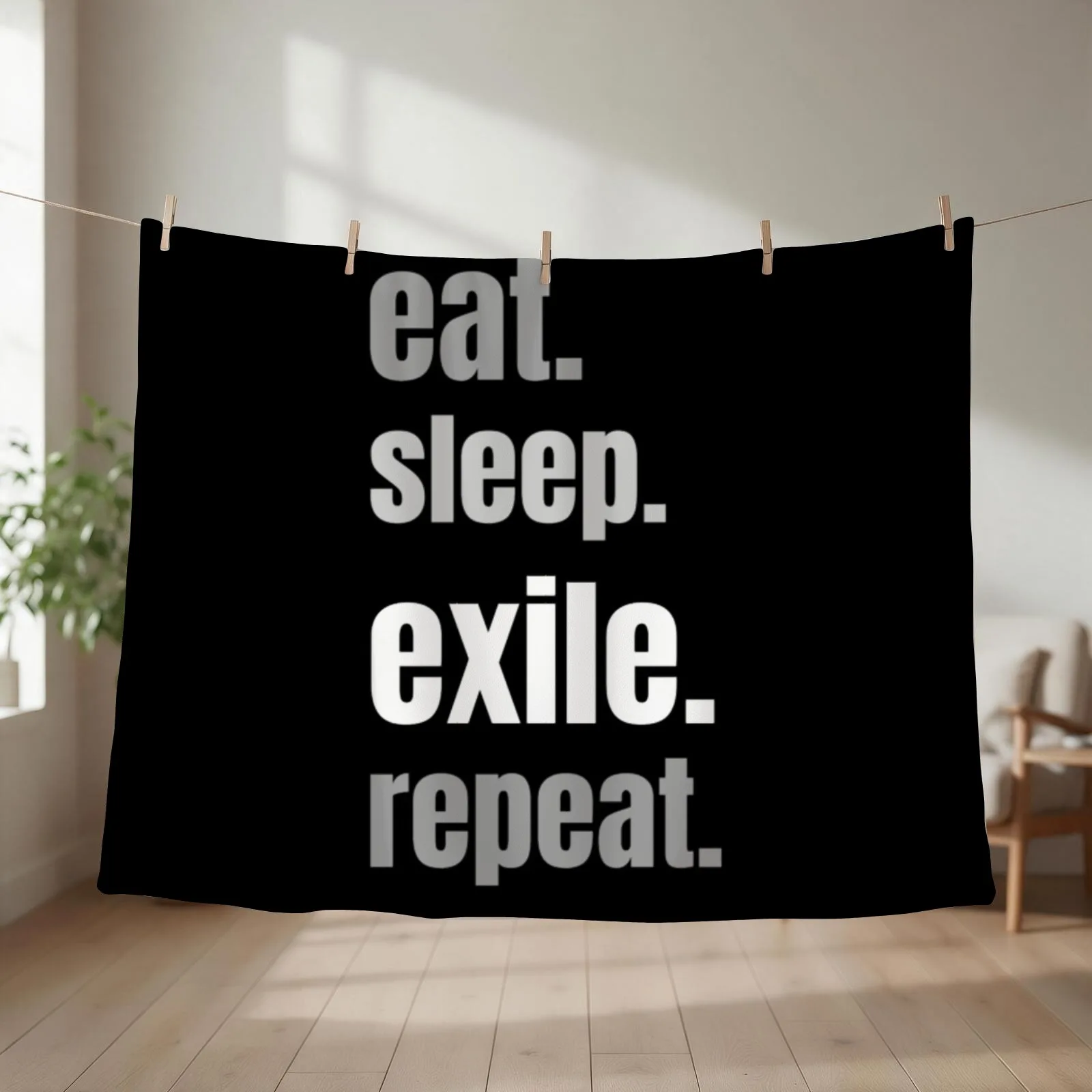 eat, sleep, exile, repeat. Path of Exile gamer Throw Blanket couch cozy soft plush fuzzy picnic outdoor blanket
