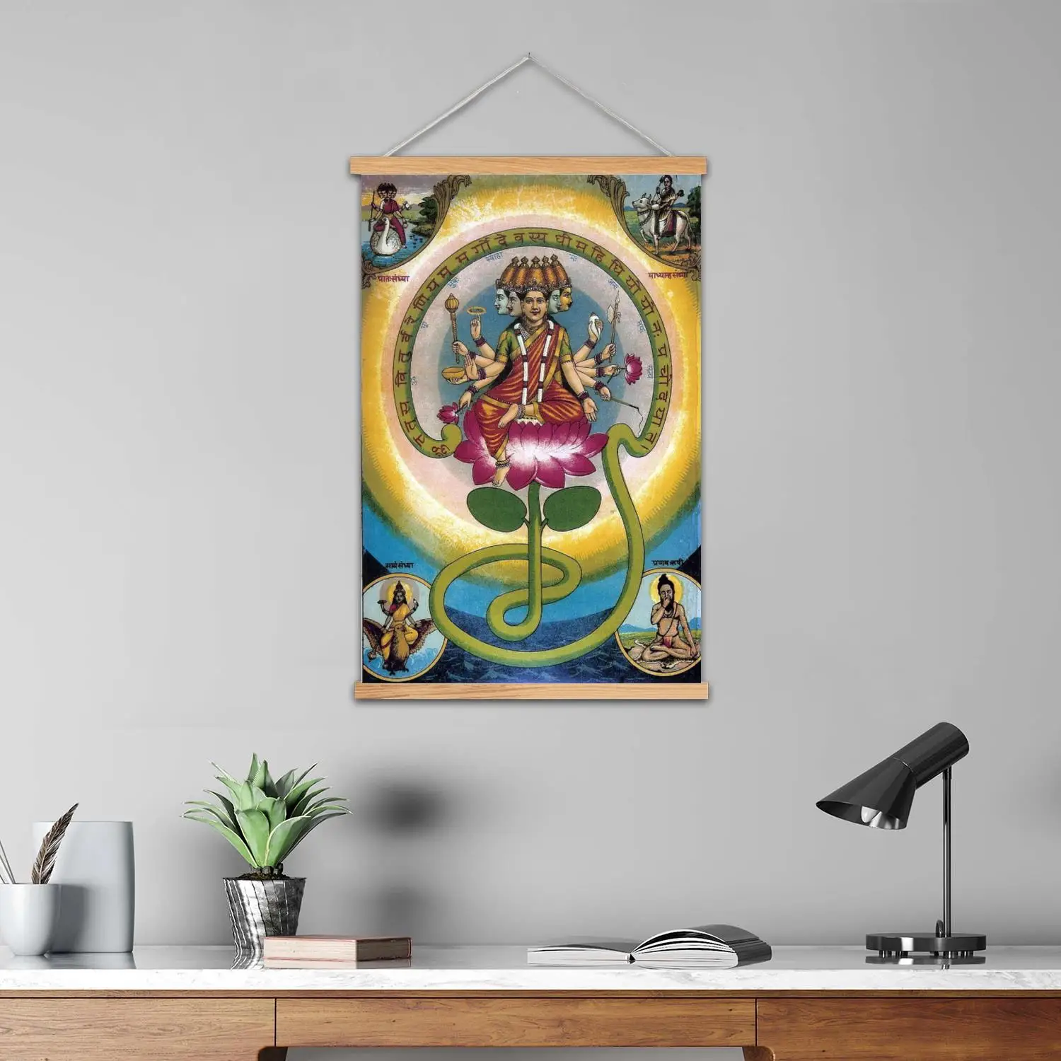 gayatri mantra Framed Wall Painting Canvas Art Poster and Wall Art  Modern Family Bedroom Decor Posters,Decorative painting view 3