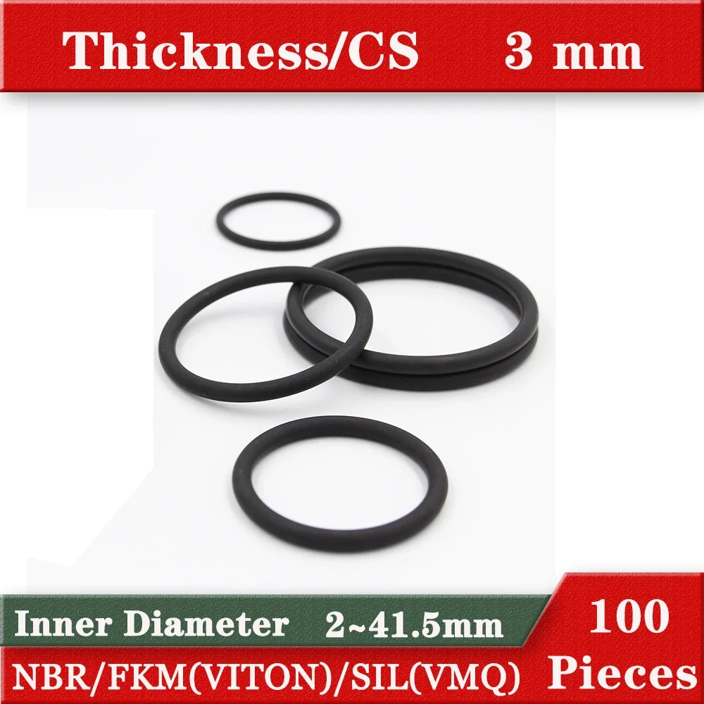 Oring Gaskets NBR FKM VITON SIL VMQ Thickness 3mm CS oil o ring sealing inner diameter 2mm - 41.5 mm O-ring orings Gaskets