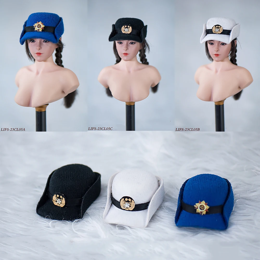 1/6 Women Soldier Hat Cosplay Military Hat Police Cap Policewoman Uniform Accessory With Badges For 12'' Action Figure Body