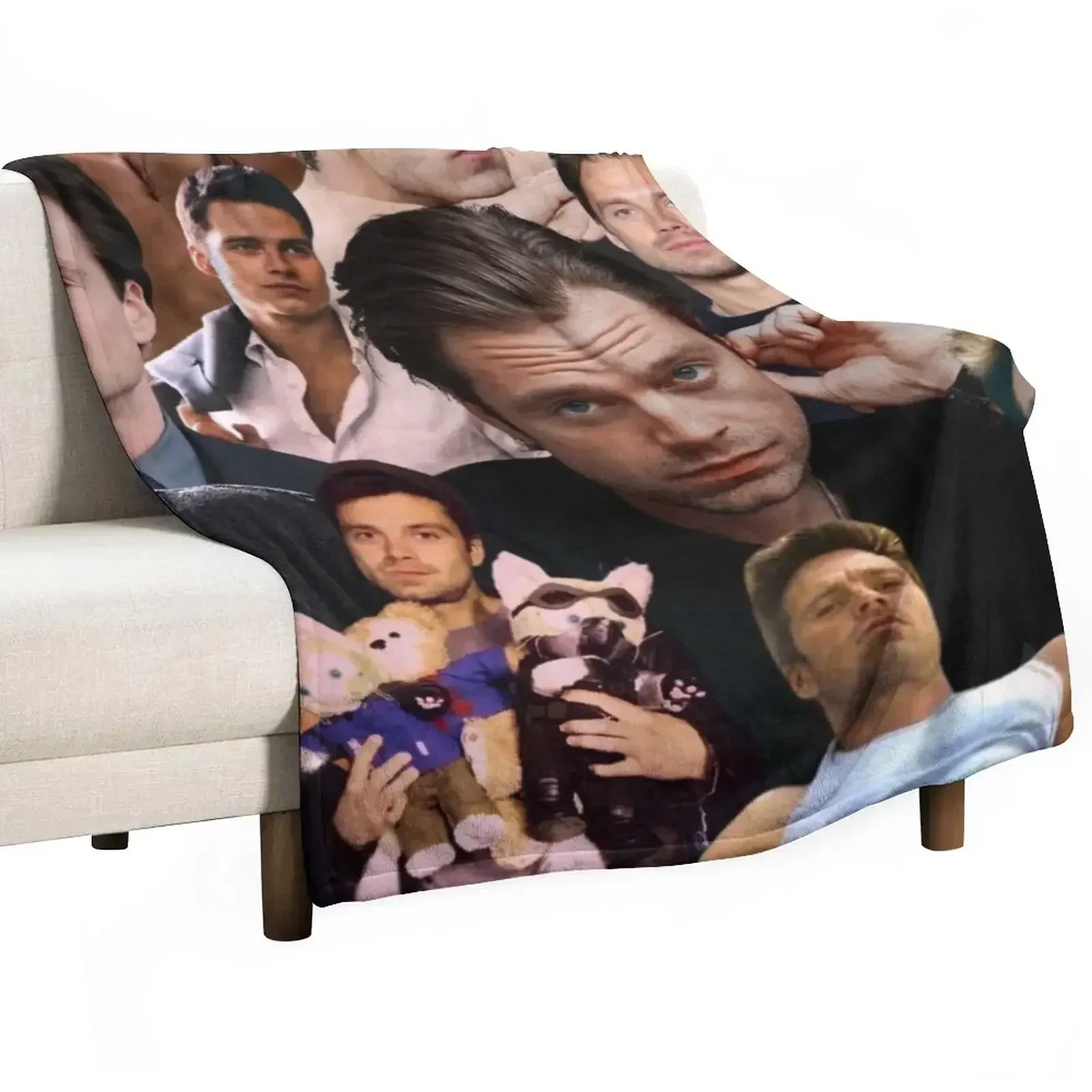 

Sebastian Stan collage Throw Blanket Luxury Brand Decorative Sofas Blankets For Baby Blankets