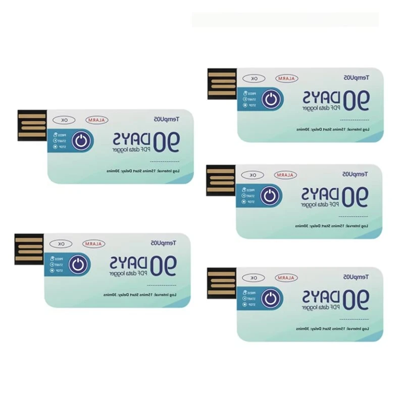 RABIT AS59~ USB Temperature Data Logger Tempu05 5Pcs 90 Days Disposable PDF Report For Cold-Chain Transport Temperature Recorder
