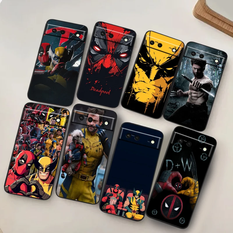 

Marvel Deadpool Wolverine For Google Pixel 9 8 7A 7 6A 6 5A 5 4 4A XL 5G Black Silicon Shockproof Shell Back Phone Case