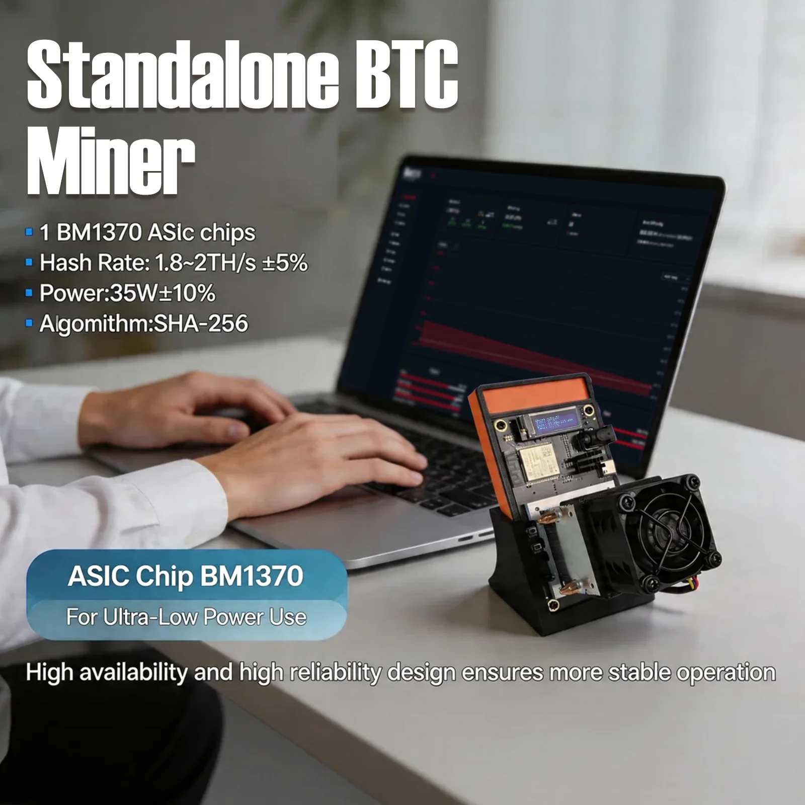 Bitaxe Gamma 602 Bitcoin Miner 1.8TH/s Open Source Lottery Mining Machine Personal Cryptocurrency Collection Device