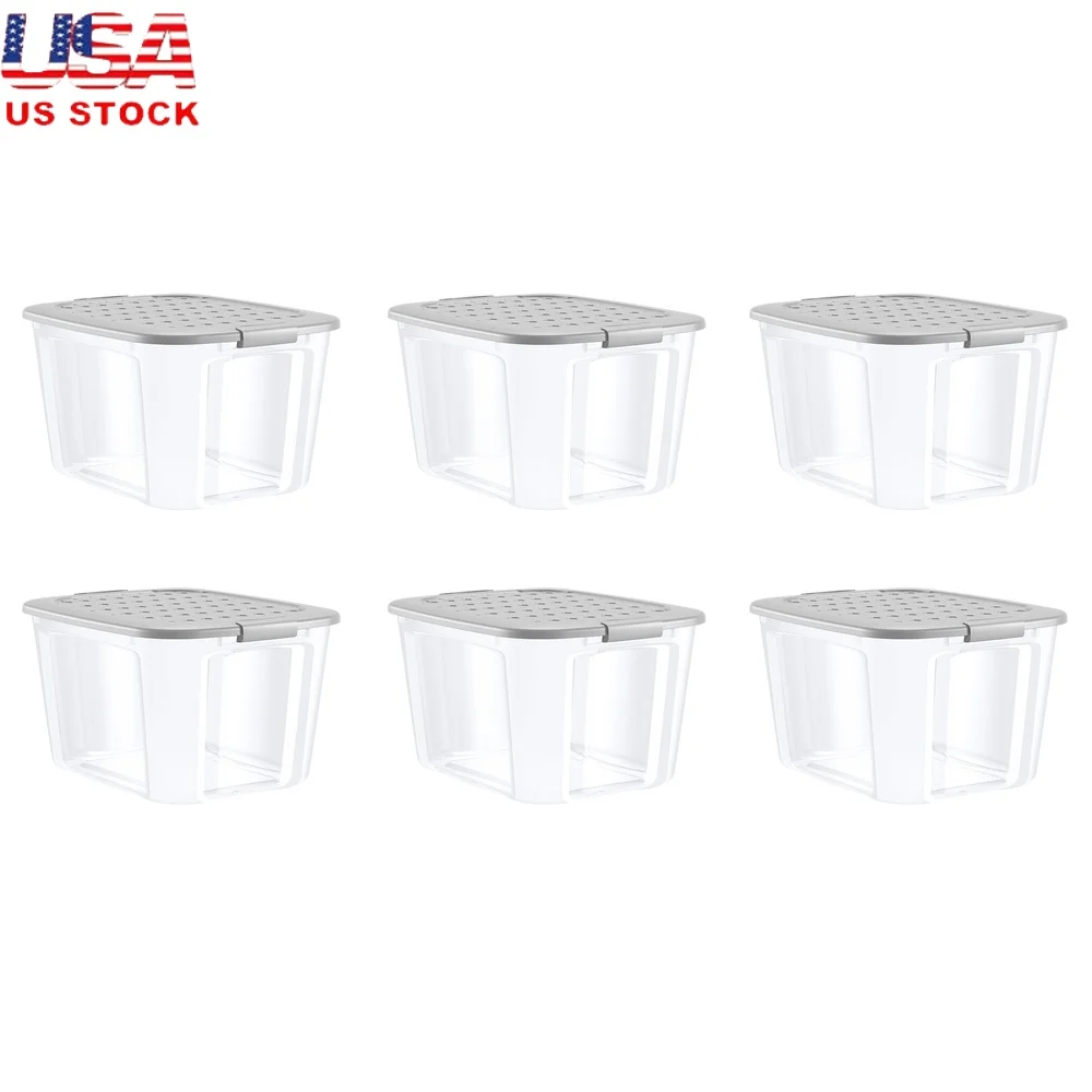 

Clear Plastic Storage Bins Set of 6 Stackable Totes with Latching Lid Durable Heavy Duty Container Home Office Organization