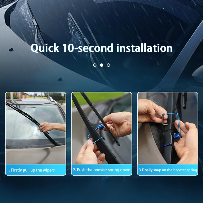 Universal Car Wiper Blade Booster Spring Alloy Windshield Wiper Enhancement Strip Clear View 2Pcs