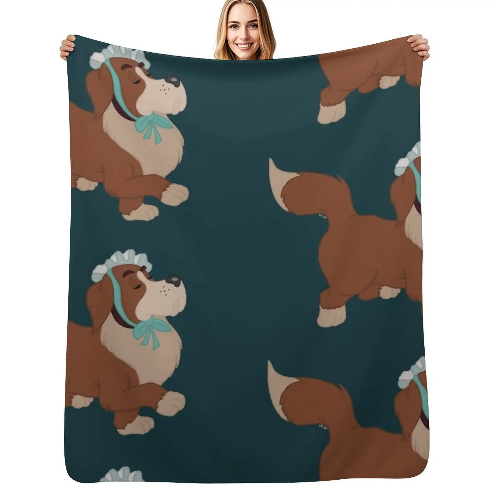 Nana Sideview Teal Background Throw Blanket Color Fast Cozy Throw Blanket