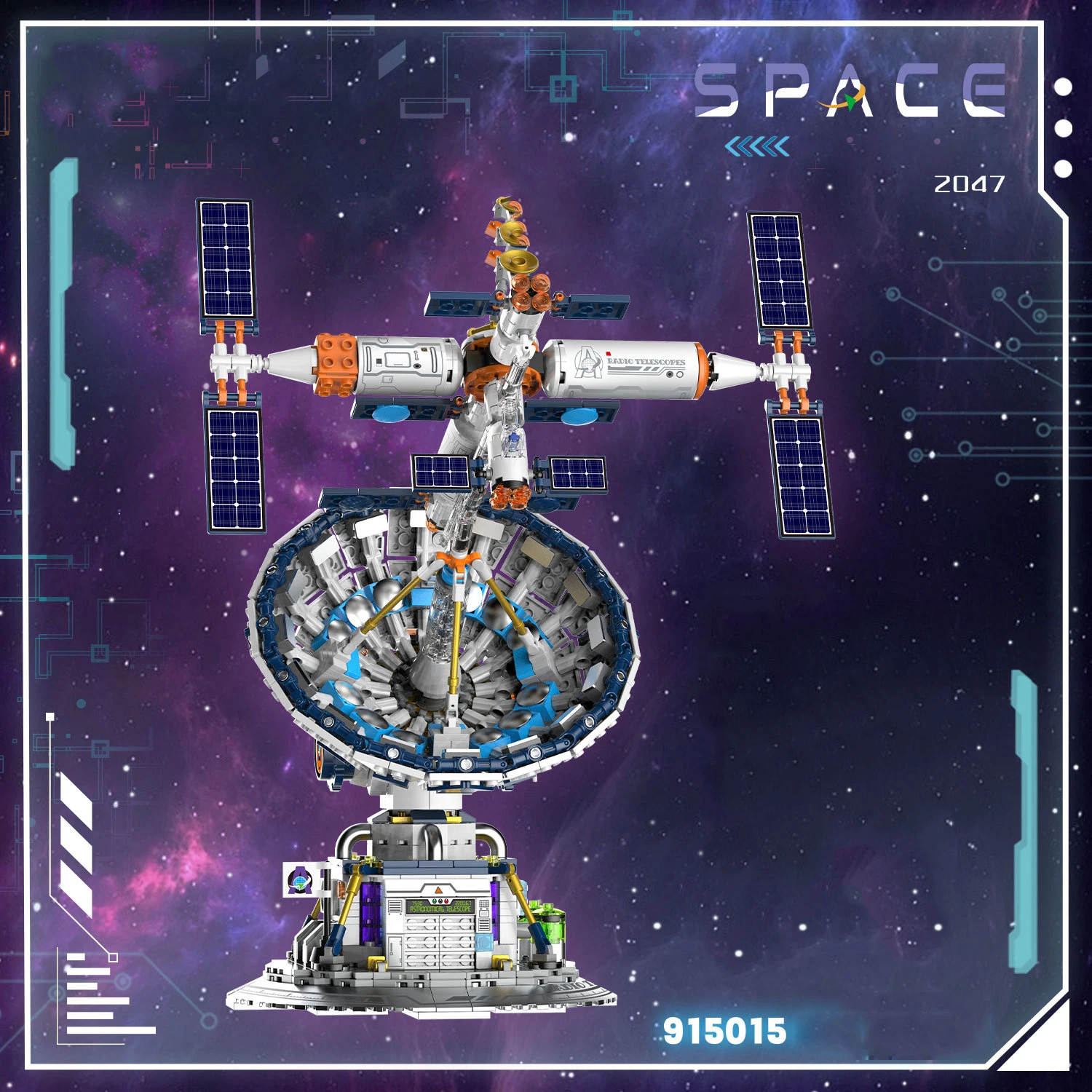 Bloc de construction d'observatoire, univers créatif, modèle Radio télescope, brique à vapeur, jouets éducatifs, Collection pour cadeaux