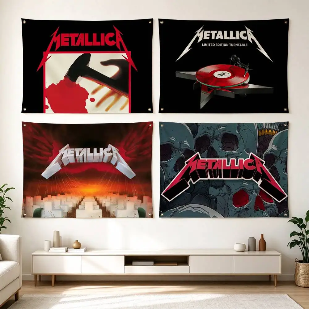 M-Metallica Thrash Metal Band  Flags for Bedrooms Home Decor Items Outdoor Decors Garage Decoration Flaga