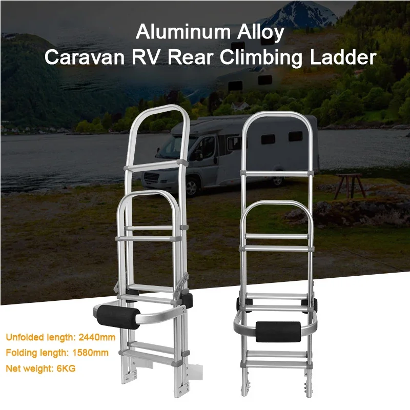 

Aluminum Alloy RV Rear Climbing Ladder Multi-purpose Folding Ladder Outdoor Anti-skid Mounting Ladder Suitable for Caravan RV