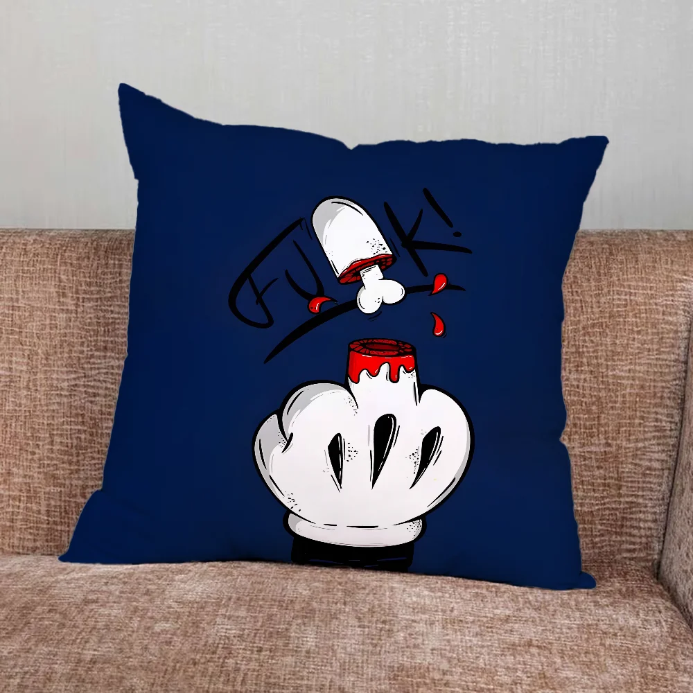 Cartoon Middle Finger Pillow Case For Home Bedroom Car Office Decoration Living Room Sofa Cushion Cover Suitable