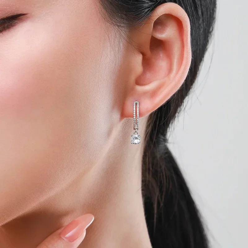 Solid 18K White Gold AU585 Platinum PT950 Temperament earrings female niche show senior real diamond earrings