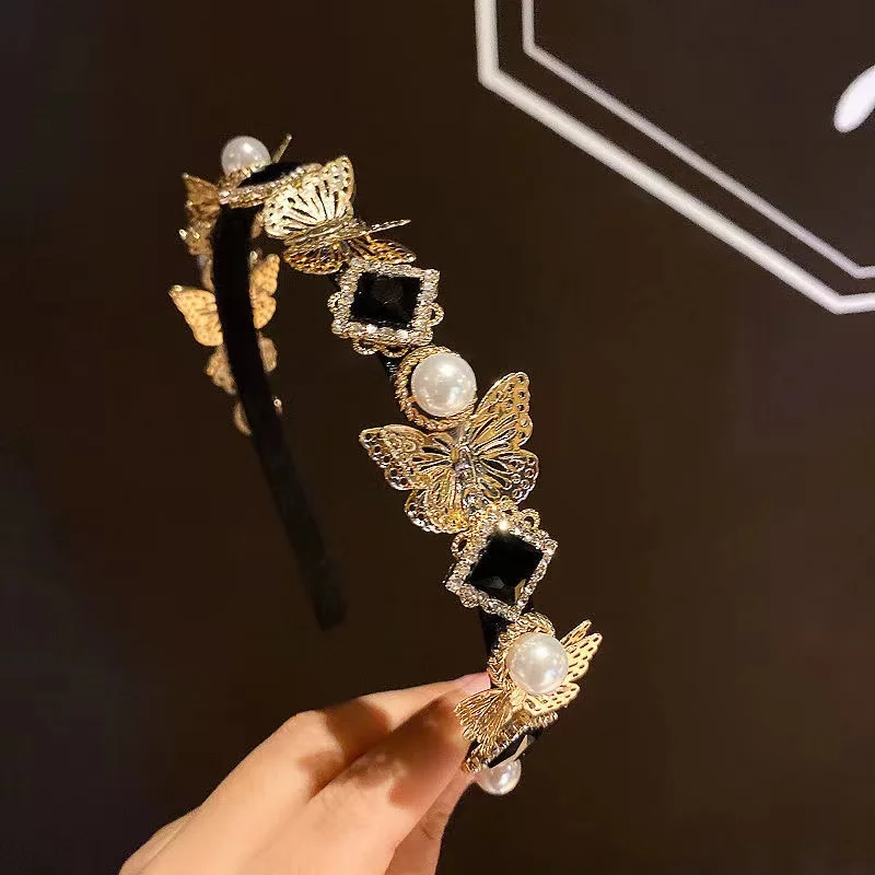 Wholesale New Gem Baroque Headbands For Women Girl Rhinestone Diamond Luxury Hair Accessories Geometric Crown Flower Hairbands