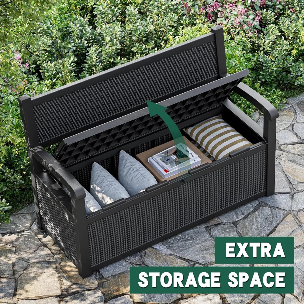 

70 Gallon Lockable Outdoor Storage Bench Waterproof, Deck Box Bench for Patio, Porch, Garden, Poolside, Stores Tools & Pool