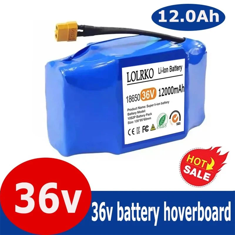 

Genuine 36V 12Ah 10s2p Battery Packs Rechargeable Lithium Ion Battery for Electric Self Balancing Scooter HoverBoard Unicycle